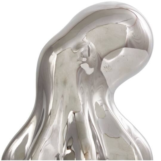 8" Silver Ceramic Octopus Sculpture